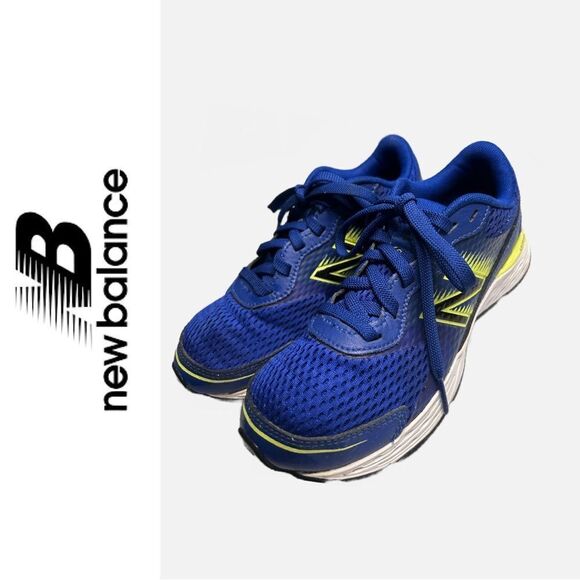 New Balance Youth 680 V6 Marine Blue/Lemon Slush YP680LM6 - Size 2 - Picture 2 of 4